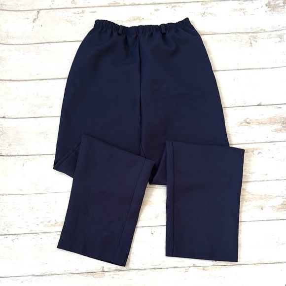 Women’s Size 8 Navy Blue Slacks Dress Pants Elastic Waist Straight Cut - Picture 1 of 2